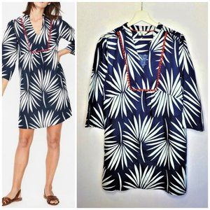 BODEN Navy Palm Print Linen Tunic Mini Dress 10L